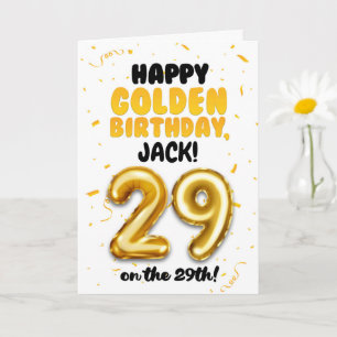 Joyeux anniversaire d'or, carte d'anniversaire 29 