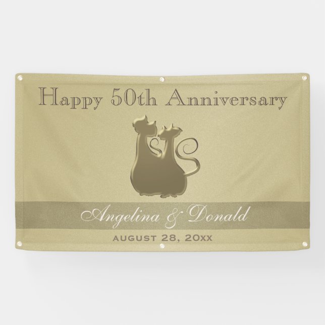 Joyeux Anniversaire d'or Mariage, Bannière de coup (Horizontal)