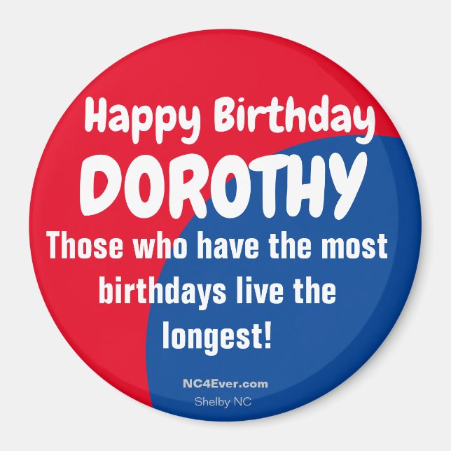 Joyeux Anniversaire DOROTHY Refrigerator Magnet (Devant)