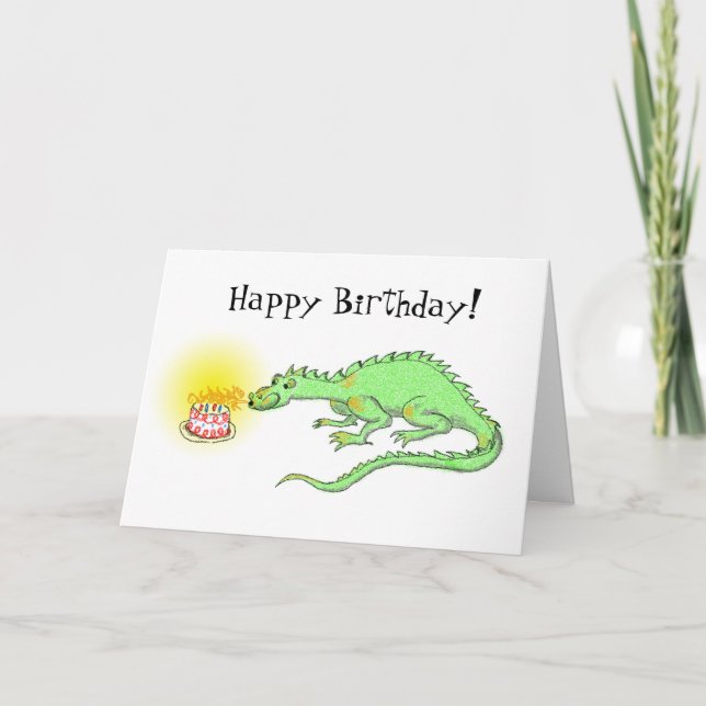 Joyeux Anniversaire Dragon & carte de gâteau (Devant)