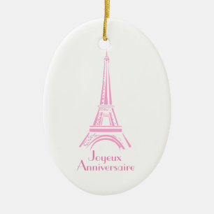Joyeux Anniversaire Eiffel Tower French Geburtstag Keramik Ornament