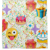 joyeux anniversaire émoji douche rideau salle de b