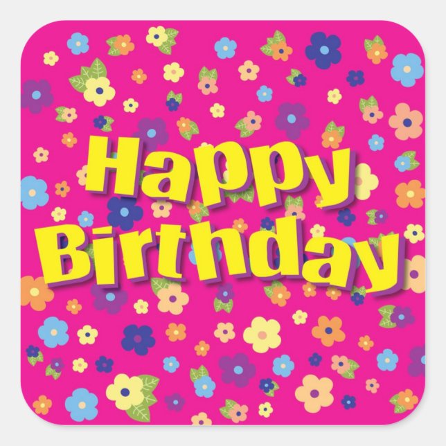 Joyeux anniversaire en Sticker Flowers (Devant)