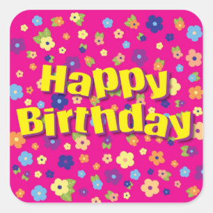 Joyeux anniversaire en Sticker Flowers