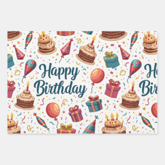 Joyeux anniversaire enveloppant des feuilles de pa