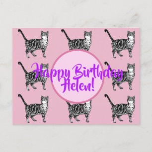 Joyeux Anniversaire Femme au Chat Tabby Cartes de