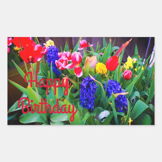 Joyeux Anniversaire Fleurs de Printemps #3 Sticker (Devant)