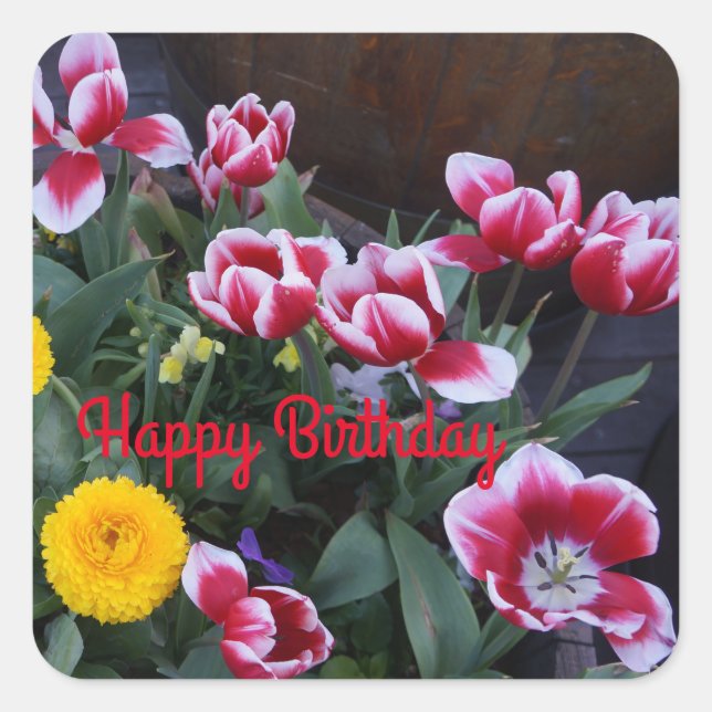 Joyeux Anniversaire Fleurs de Printemps #4 Sticker (Devant)