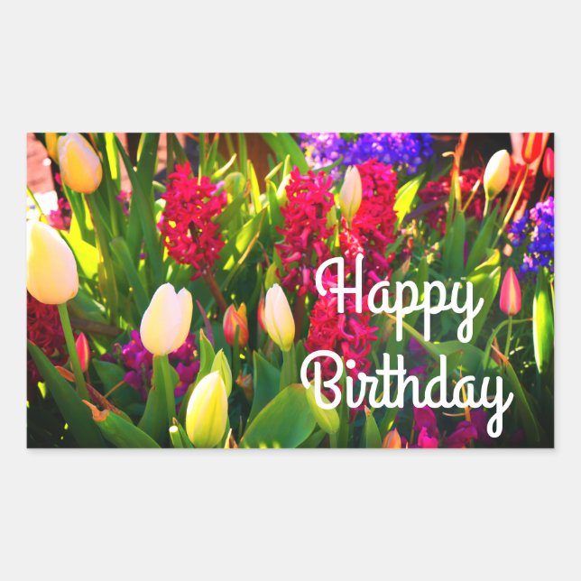 Joyeux Anniversaire Fleurs de Printemps #5 Sticker (Devant)