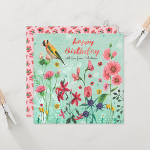 Joyeux anniversaire fleurs florales Carte de voe