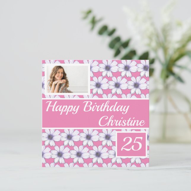 Joyeux anniversaire Floral design Carte personnali (Debout devant)
