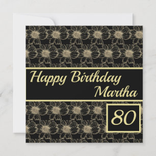 Joyeux Anniversaire Floral Gold Black Carte person