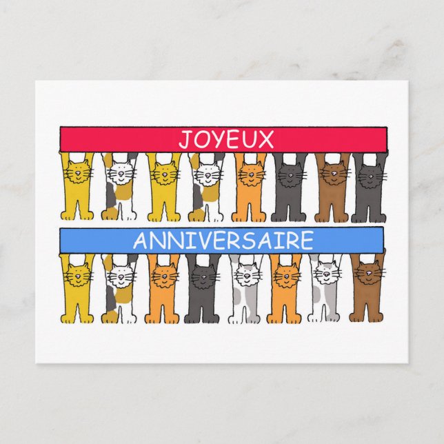Joyeux Anniversaire French Happy Birthday Postkarte (Vorderseite)