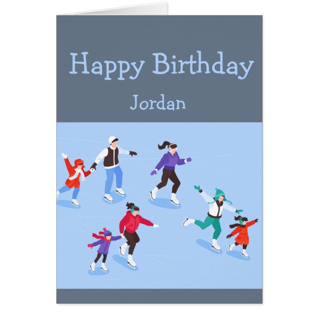 Joyeux anniversaire garçon fille aime le patinage (Devant)