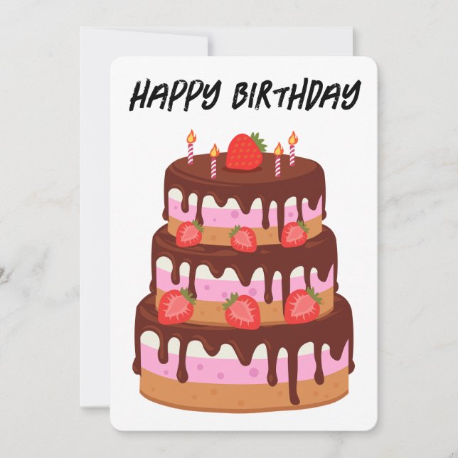 Joyeux Anniversaire Gâteau Carte de Fêtes (Devant)