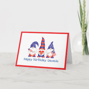 Joyeux Anniversaire Gnomie Rouge Blanc Bleu Carte