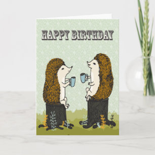 Joyeux anniversaire - Hedgehog Tea Party Carte de 