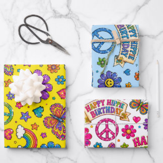 Joyeux Anniversaire Hippie différentes feuilles po
