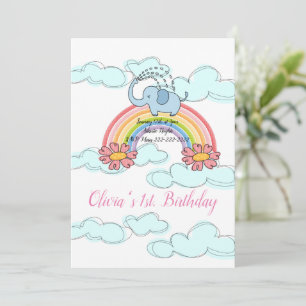Joyeux anniversaire Invitation Bébé Blue Elephant