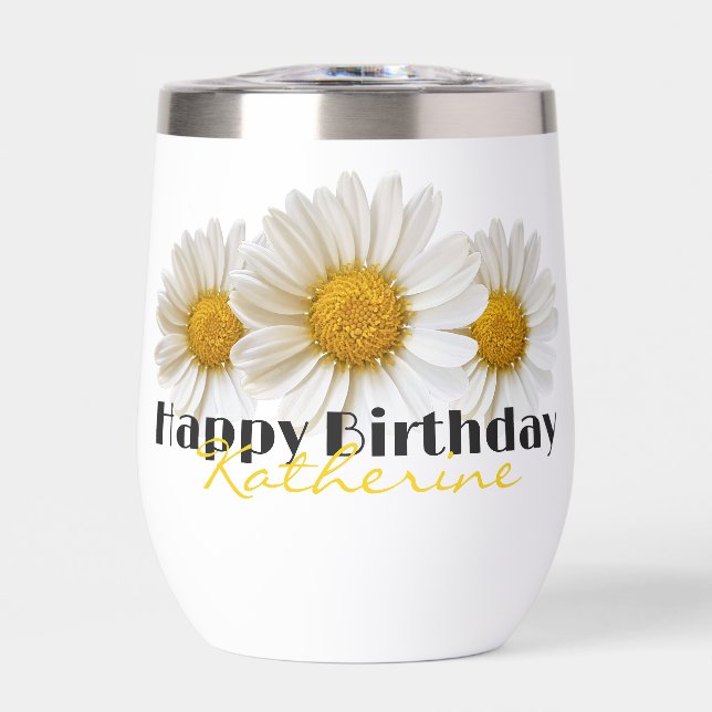 Joyeux Anniversaire Jaune Nom Blancs Maisies (Avant)