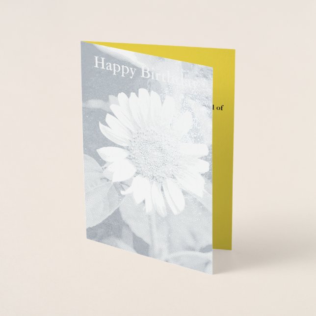 Joyeux Anniversaire Jaune Tournesol Argent Carte (Devant)