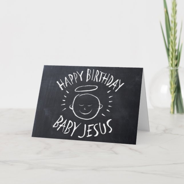 Joyeux anniversaire Jésus - Carte de Noël en table (Devant)