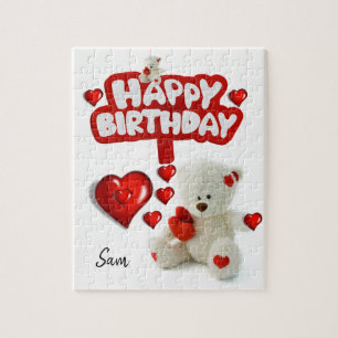 Joyeux Anniversaire Jigsaw Puzzle blanc Teddy Bear