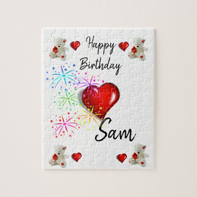 Joyeux Anniversaire Jigsaw Puzzle blanc Teddy Bear (Vertical)