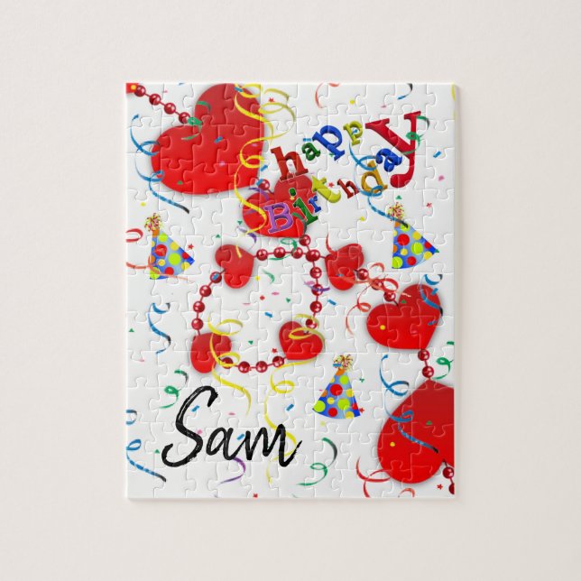 Joyeux anniversaire Jigsaw Puzzle Coeurs rouges (Vertical)