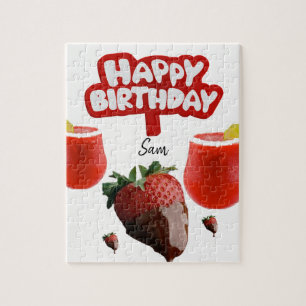 Joyeux anniversaire Jigsaw Puzzle fraise