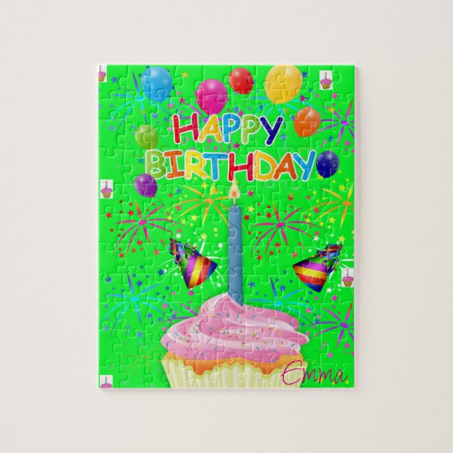 Joyeux Anniversaire Jigsaw Puzzle vert brillant (Vertical)