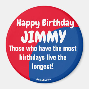Joyeux Anniversaire JIMMY aimant rouge/bleu