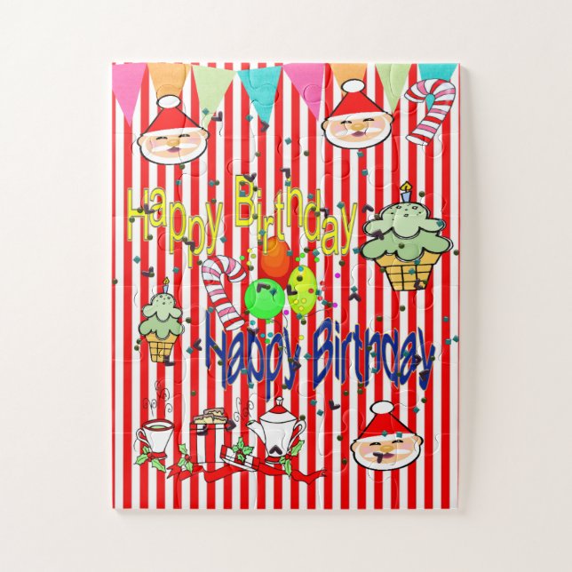 Joyeux Anniversaire Joyeux Noël Puzzle  (Vertical)