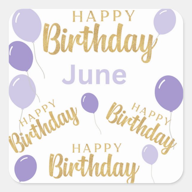 Joyeux anniversaire Juin anniversaire Sticker (Devant)