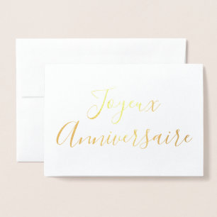 Joyeux Anniversaire Kalligrafie Gold Foil Card Folienkarte