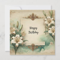 joyeux anniversaire lis et carte d'ornements