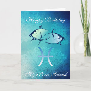 Joyeux anniversaire ma carte d'ami de Poissons