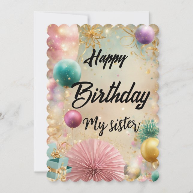 Joyeux Anniversaire ma sœur carte (Devant)