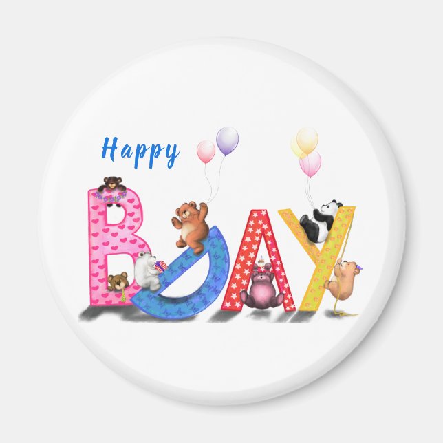 Joyeux Anniversaire Magnet Baby Bears Party (Devant)