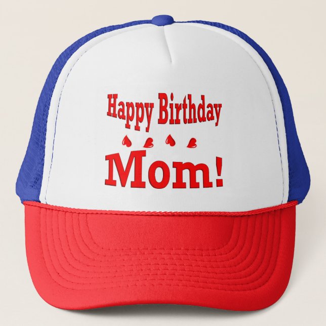 Joyeux anniversaire Maman casquette rouge, blanc e (Devant)