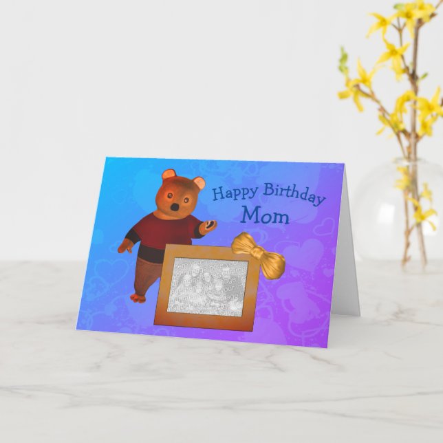 Joyeux anniversaire maman mignonne ours Carte phot (Fleur jaune)