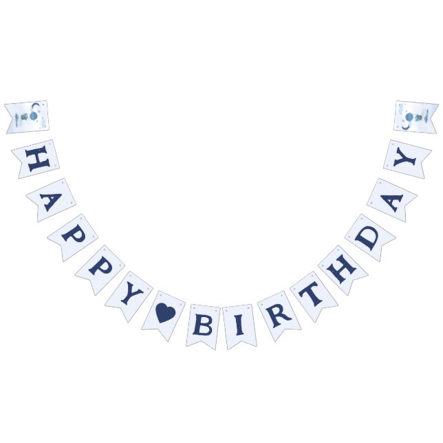 Joyeux anniversaire marine bleu éléphant drapeaux  (Tout)