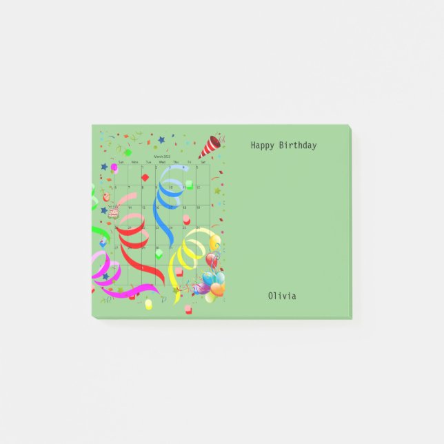 Joyeux anniversaire mars 2022 Post-it Notes (Devant)