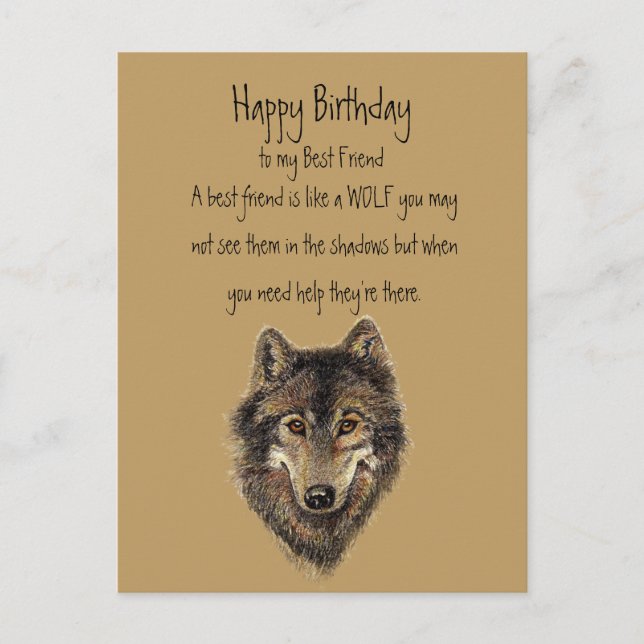 Joyeux Anniversaire, Meilleur Loup Ami, Carte Loup (Devant)
