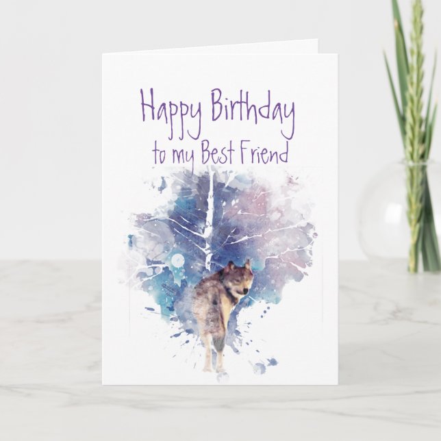 Joyeux Anniversaire, Meilleur Loup Ami, Carte Loup (Devant)