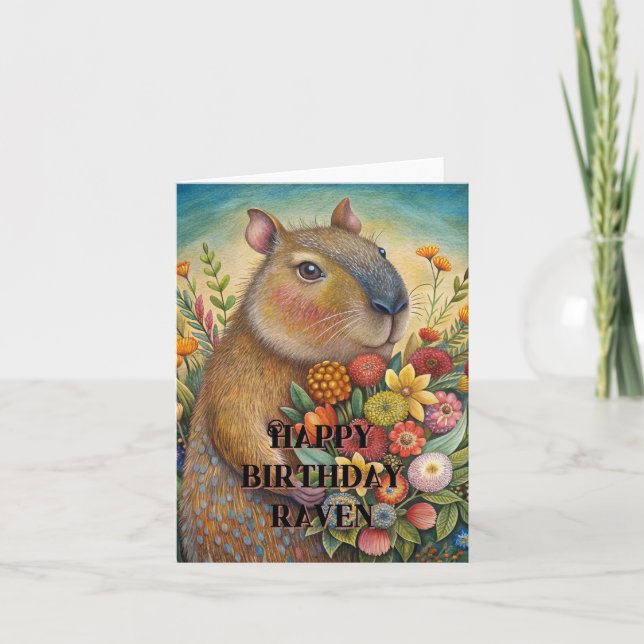 Joyeux anniversaire mignon capybara foldet carte (Devant)