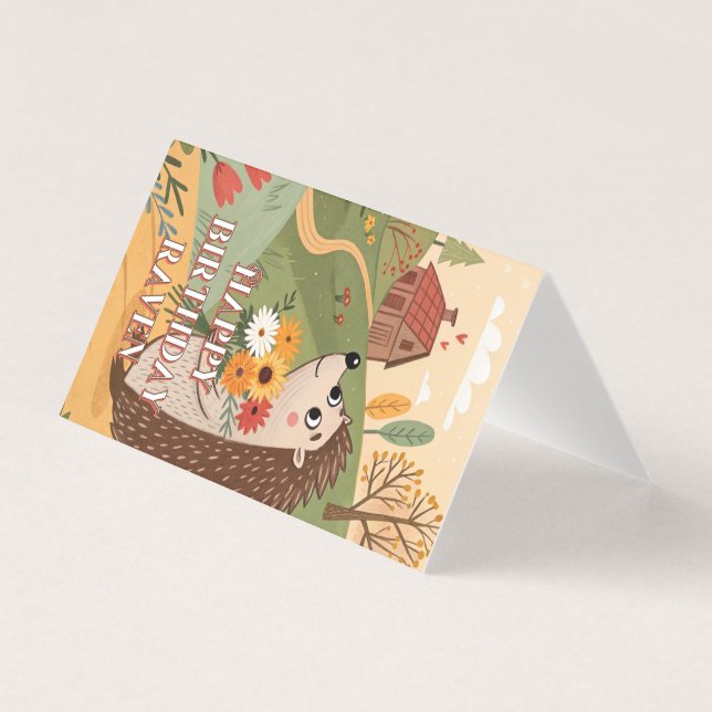 Joyeux anniversaire mignon hérisson carte pliable (Front)