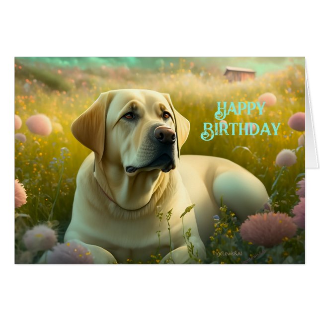 Joyeux Anniversaire Mignonne Animal Labrador Chien (Devant horizontal)