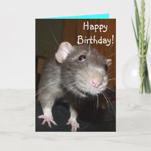 Joyeux anniversaire ! mignonne carte bleue rat