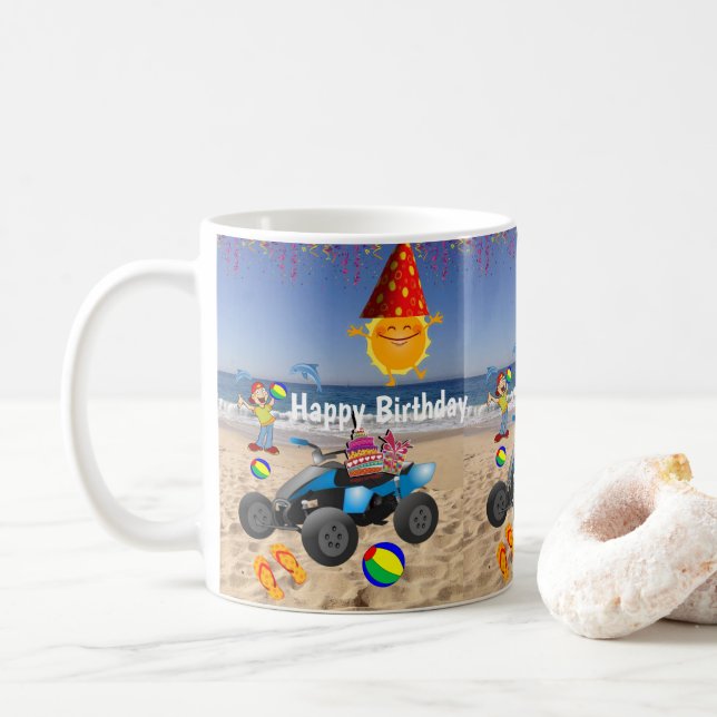 Joyeux Anniversaire Mug Boy Beach Sand (Avec donut)
